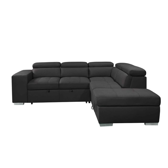 Campton Charcoal 3 Pc Sleeper Sectional with Storage 2