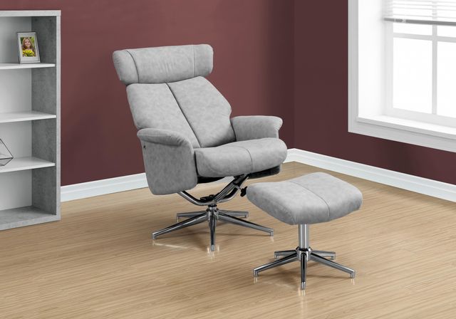 Monarch Specialties Inc. 2 Piece Grey Swivel Adjust Headrest Reclining Chair 8