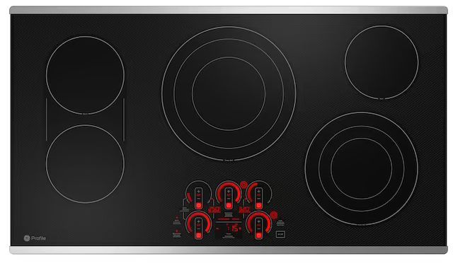 GE Profile™ 36" Black/Stainless Steel Built-In Electric Cooktop 1
