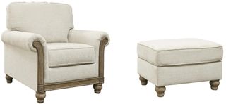 Benchcraft® Stoneleigh 2-Piece Alabaster Chair and Ottoman Set