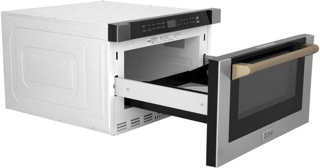ZLINE Autograph Edition 1.2 Cu. Ft. Stainless Steel/Champagne Bronze Microwave Drawer 3