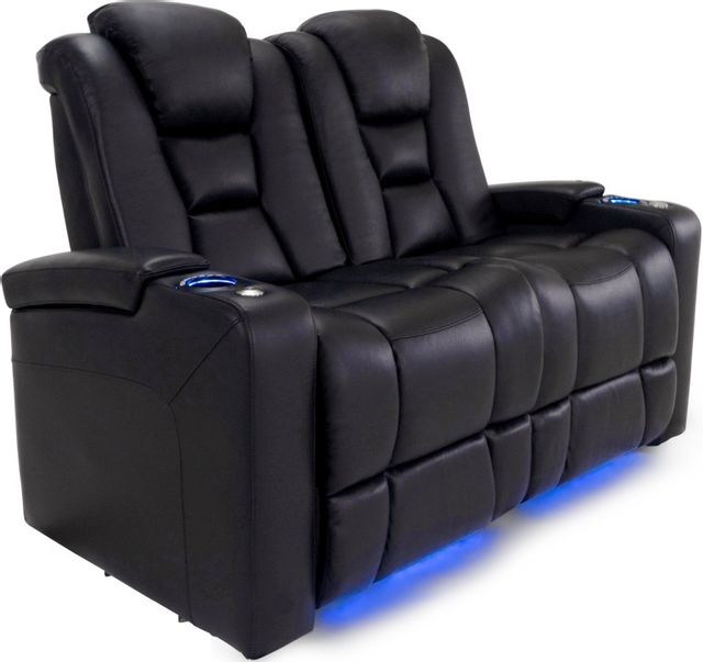 RowOne Revolution Home Entertainment Seating Black 2-Chair Loveseat 2