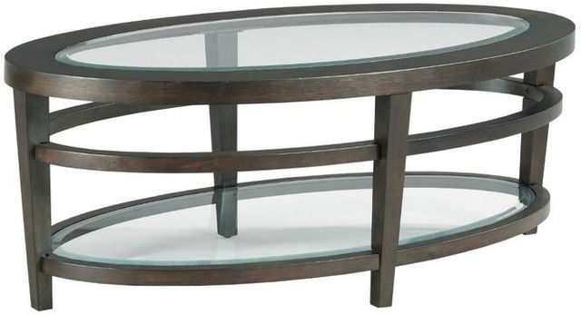 Hammary® Urbana Dark Oak Oval Cocktail Table with Glass Top Insert-0