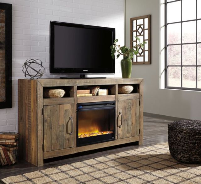 Signature Design by Ashley® Sommerford Brown 62" TV Stand with Electric Fireplace-2