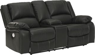 Signature Design by Ashley® Calderwell Black Double Power Reclining Loveseat with Console