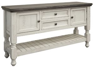 International Furniture Direct Stone Gray Sofa Table with Ivory Base