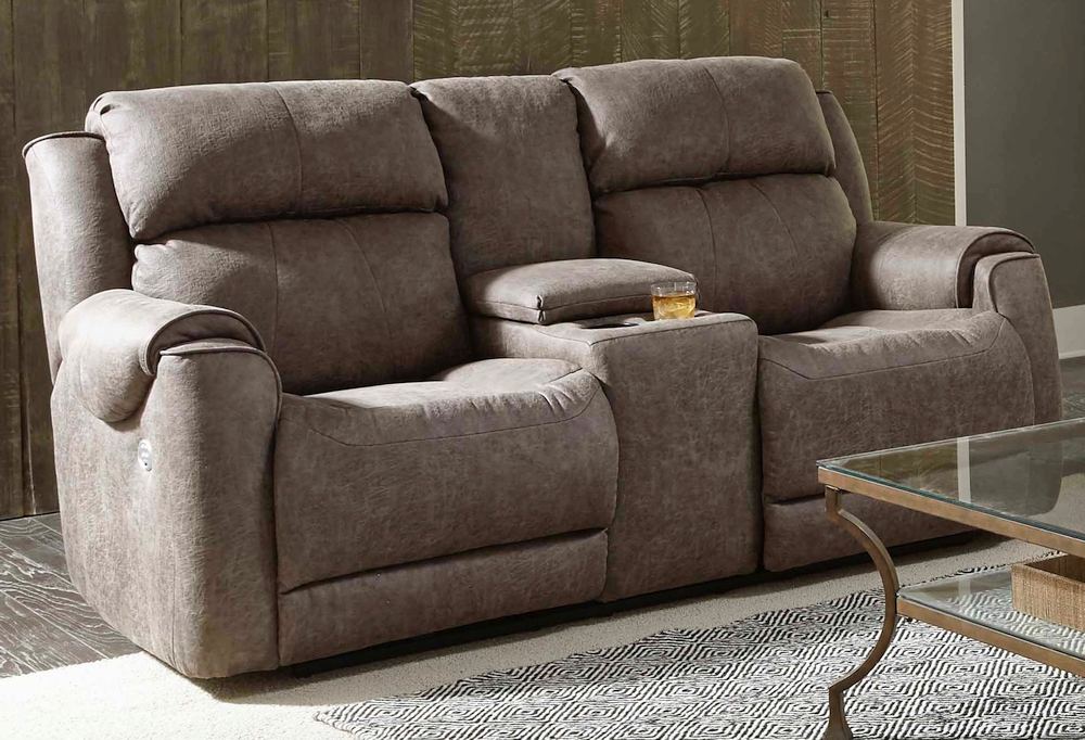 Southern Motion™ Safe Bet Slate Reclining Loveseat With Console And ...