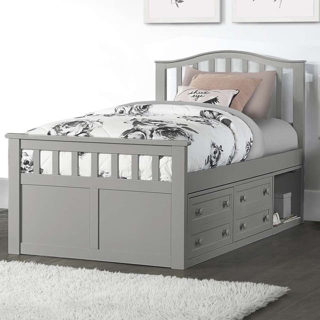 Hillsdale Furniture Schoolhouse Finley Gray Twin Youth Captains Storage Bed-1