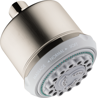 Hansgrohe Clubmaster Brushed Nickel Showerhead 3-Jet, 2.5 GPM