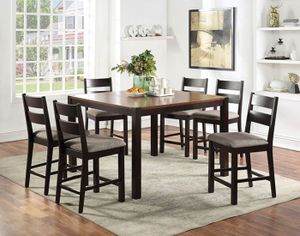 Furniture of America® Valdor 7-Piece Dark Oak/Espresso Counter-Height Dining Set