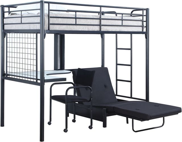 Coaster® Jenner Black Twin Futon Workstation Loft Bed-1