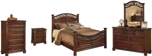 Signature Design by Ashley® Leahlyn 5-Piece Warm Brown King Panel Bed Set