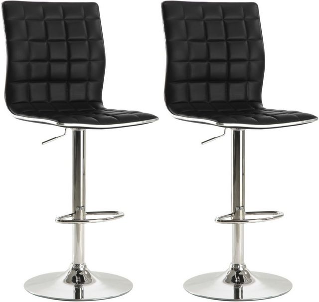 Coaster® Ashbury Set of 2 Black/Chrome Upholstered Adjustable Stools-0