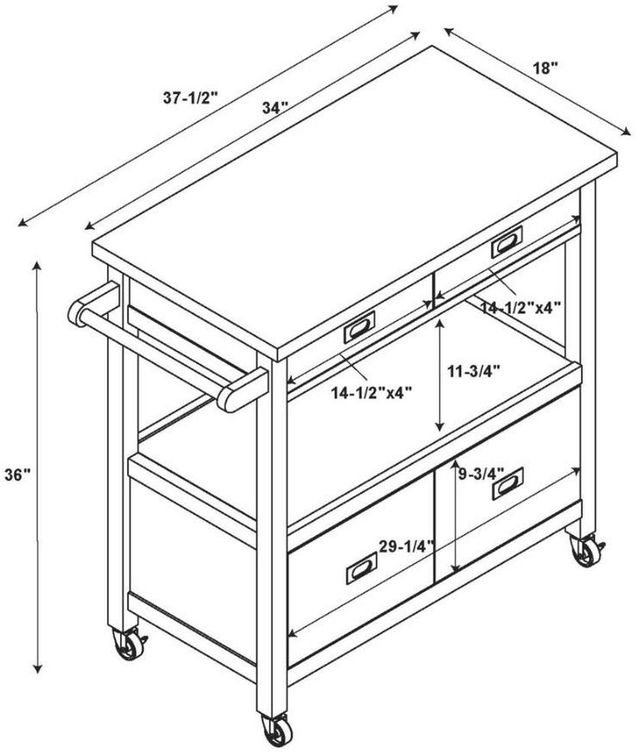 Linon Sydney Gray Kitchen Cart | Colder's | Milwaukee Area