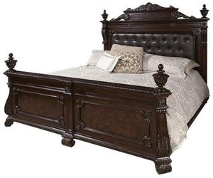 Home Insights Furniture Vintage Genevieve Dark Brown King Upholstered Bed