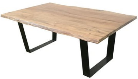 Crestview Collection Bengal Manor Iron and Live Edge Natural Acacia Cocktail Table