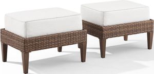 Crosley Furniture® Capella 2-Piece Brown/Creme Outdoor Ottoman Set