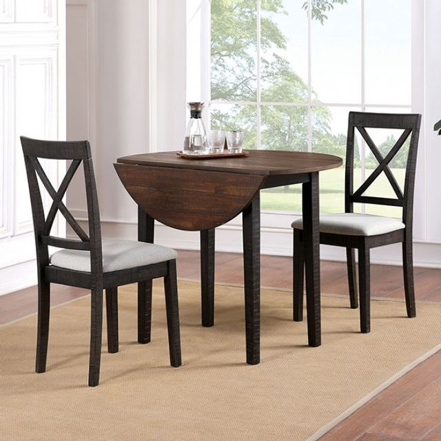 Furniture of America® Veneta 3-Piece Dark Oak/Walnut Dining Table Set ...