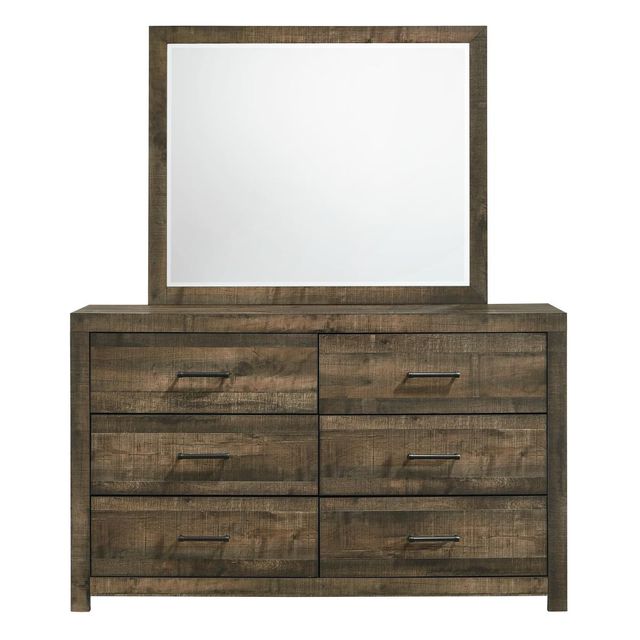 Front view of Elements 1706777 Bailey collection six-drawer dresser and mirror 