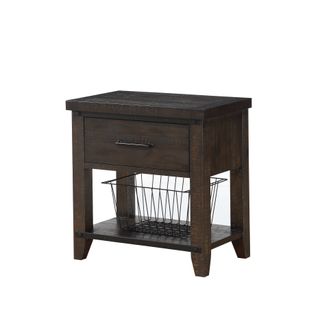 Single Drawer Nighstand with Rustic Metal Accents