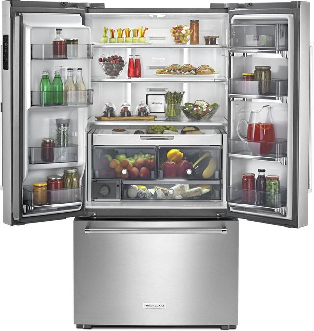 KitchenAid® 23.76 Cu. Ft. Stainless Steel Counter Depth French Door Refrigerator 2