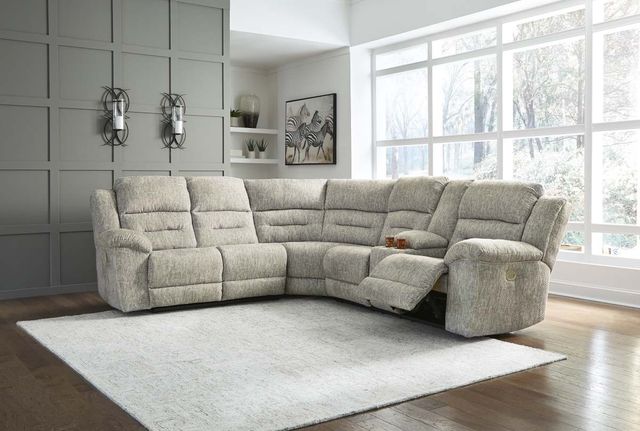 Signature Design by Ashley® Family Den 3-Piece Pewter Power Reclining Sectional 6