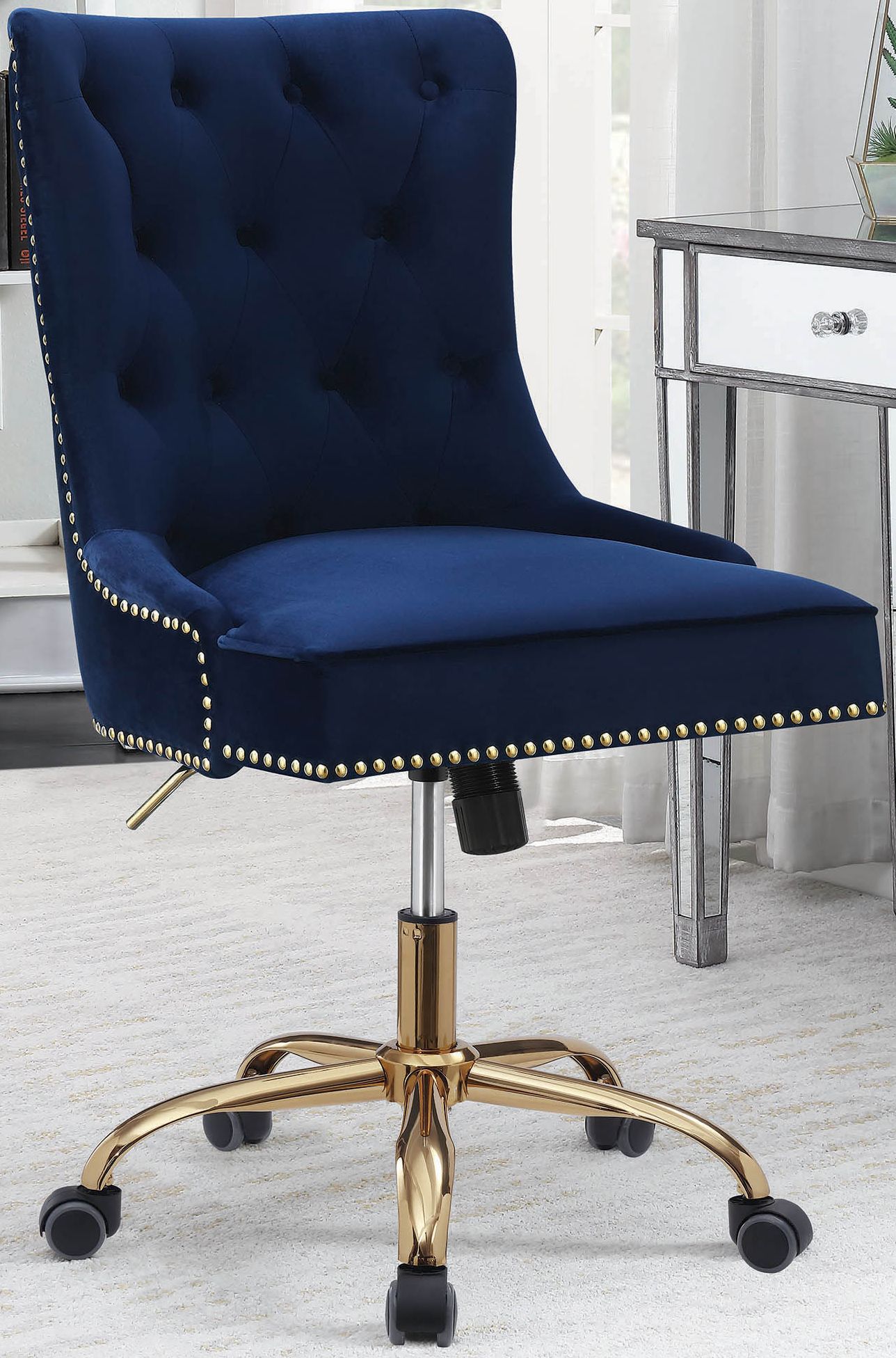 blue velvet office chairs