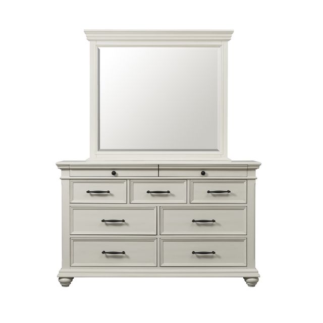 Elements Slater White Dresser & Mirror with Jewelry Tray-0