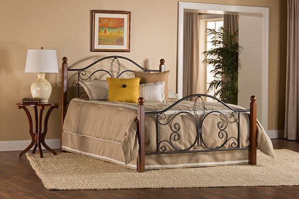 Hillsdale Furniture Milwaukee Textured Black and Cherry Wood Post King Bed 0