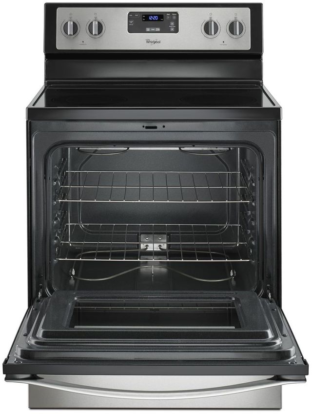 Whirlpool® 30" Free Standing Electric Range-Black-on-Stainless 1