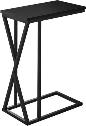Accent Table, C-Shaped, End, Side, Snack, Living Room, Bedroom, Metal, Laminate, Black, Contemporary, Modern