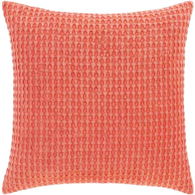 Surya Waffle Bright Orange 18"x18" Pillow Shell with Polyester Insert-0