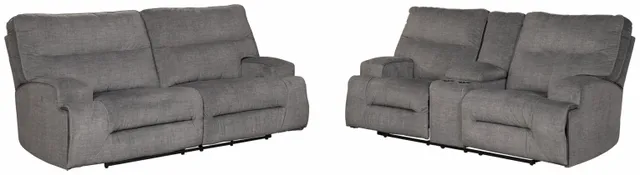 Benchcraft® Coombs 2-Piece Charcoal Living Room Set with Reclining Sofa