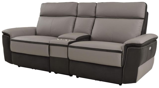 Homelegance® Laertes Charcoal/Taupe Gray Power Double Reclining Love Seat with Center Console