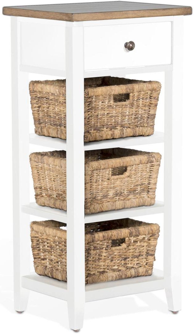 Sunny Designs Accents White and Natural Storage Rack w/ Baskets