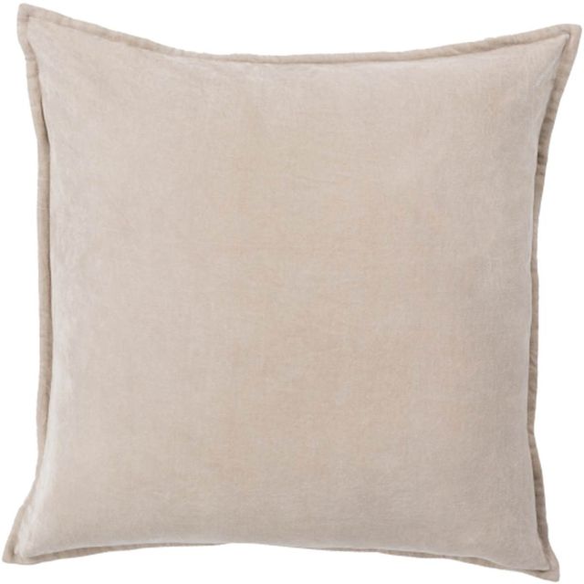 Surya Cotton Velvet Beige 22"x22" Pillow Shell with Down Insert-0