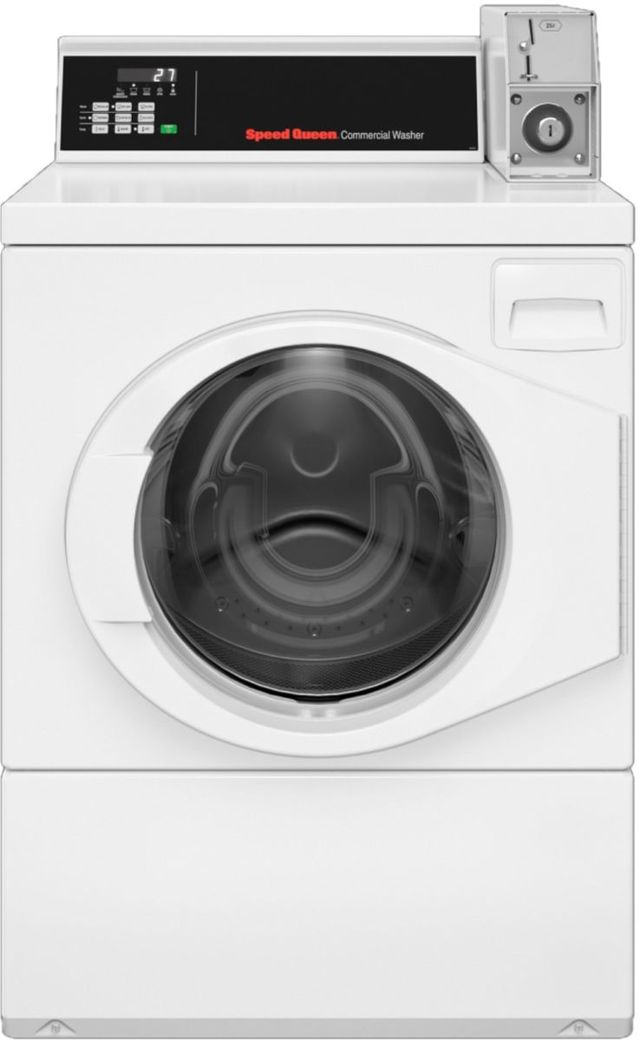 Speed Queen® Commercial 3.42 Cu. Ft. White Coin Drop Front Load Electric Washer 0