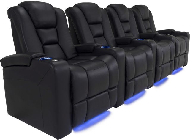 RowOne Revolution Home Entertainment Seating Black 4-Chair Straight Row 2