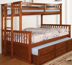 Furniture of America® University Oak Twin XL/Queen Bunk Bed and Trundle