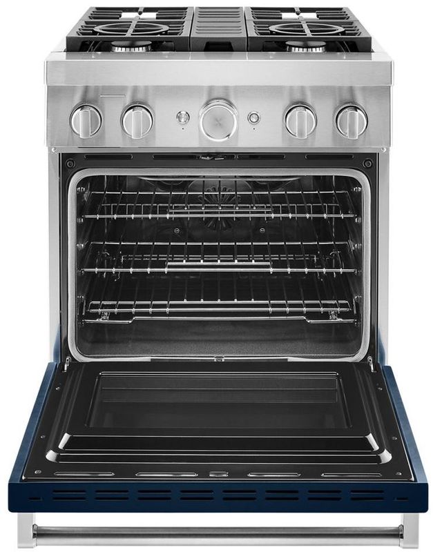 KitchenAid® 30" Ink Blue Commercial-Style Free Standing Dual Fuel Range 1