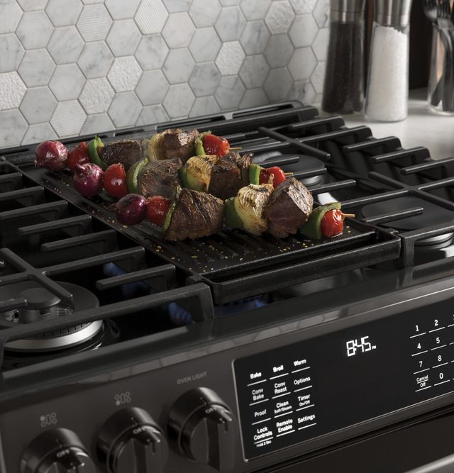 GE Profile™ 30" Black Stainless Steel Slide-In Front Control Gas Range 8