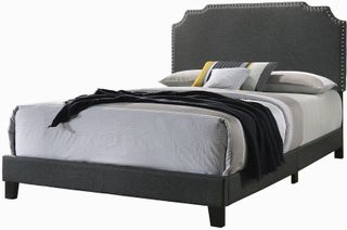 Coaster® Tamarac Upholstered Nailhead Grey Queen Bed