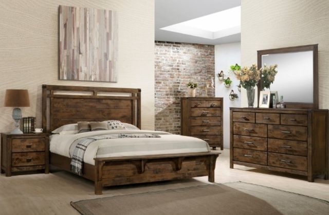 Crown Mark Curtis Brown Queen Panel Bed-1