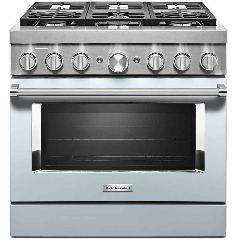 KitchenAid® 36" Misty Blue Commercial-Style Free Standing Dual Fuel Range