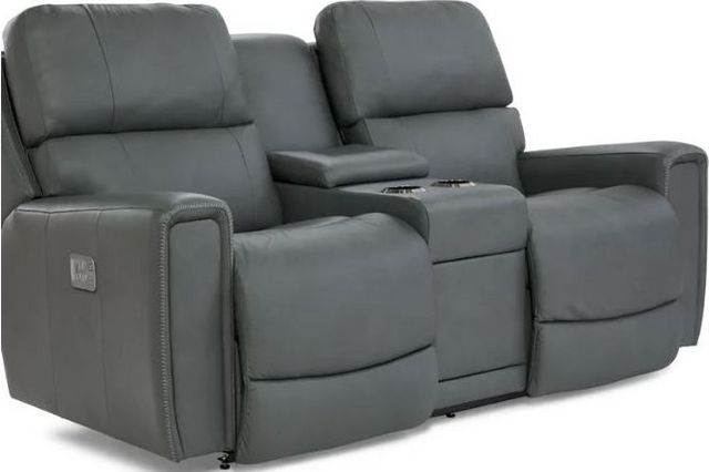 La-Z-Boy® Apollo Blue Grey Power Reclining Loveseat with Headrest and Console
