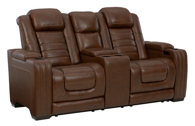 Signature Design by Ashley® Backtrack Chocolate Power Recliner Loveseat/Console/Adjustable Headrest-2