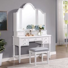 Furniture of America® Ambrosia White and Gray Vanity Set