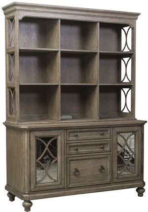 Liberty Simply Elegant Heathered Taupe Credenza and Hutch Set