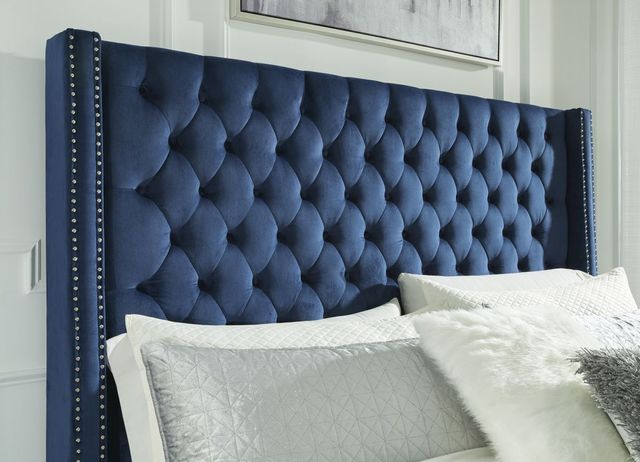 Signature Design by Ashley® Coralayne Blue Queen Upholstered Headboard-3