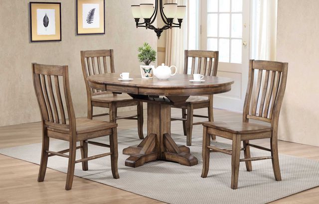 Winners Only® Carmel Rustic Brown 57" Pedestal Table with Butterfly Leaf